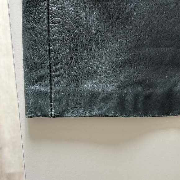Vintage Black Leather Midi Length Skirt - Picture 10 of 11